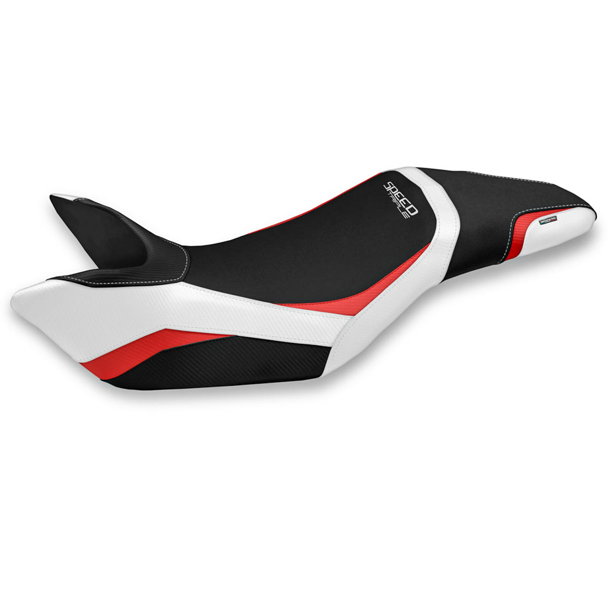 Funda de asiento para Triumph Speed ​​Triple 2011-2015 Tappezzeria Italia TPZ en blanco y rojo