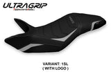 Funda de asiento Tappezzeria Italia TPZ Ultragrip para Triumph Speed ​​Triple 2011-2015 en color plata