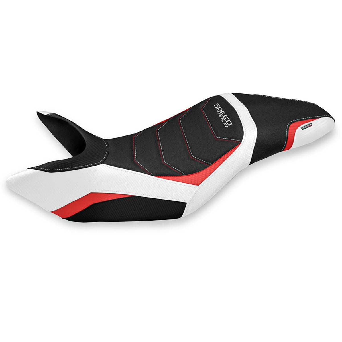 Triumph Speed Triple 2011-2015 Seat Cover Tappezzeria Italia TPZ Ultragrip in White and Red