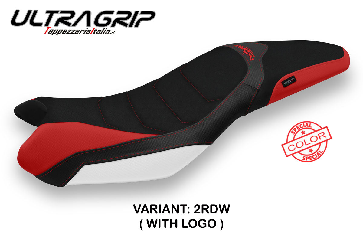 Triumph Street Triple 675 2013-2016 Seat Cover Tappezzeria Italia TPZ Ultragrip in Red and White