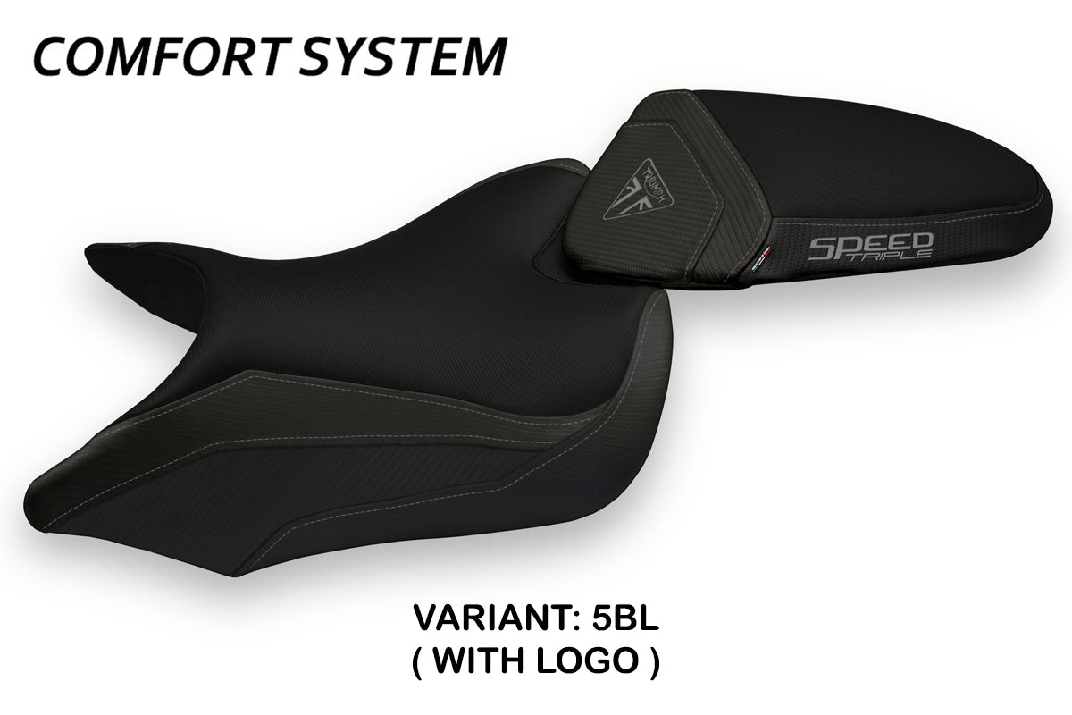Funda de asiento Tappezzeria Italia TPZ Comfort para Triumph Speed ​​Triple 2016-2021 en negro
