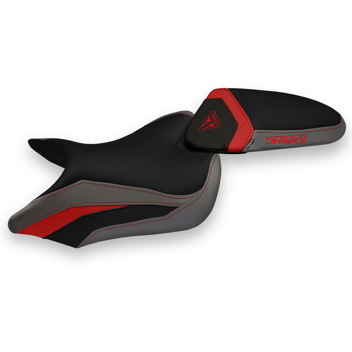 Funda de asiento para Triumph Speed ​​Triple 2016-2021 Tappezzeria Italia TPZ Comfort en rojo y gris