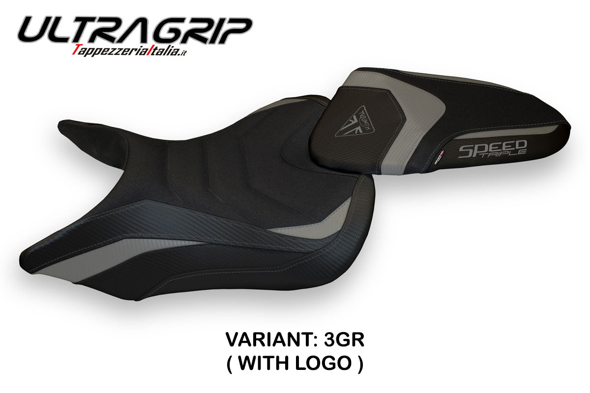 Funda de asiento Tappezzeria Italia TPZ Ultragrip para Triumph Speed ​​Triple 2016-2021 en gris