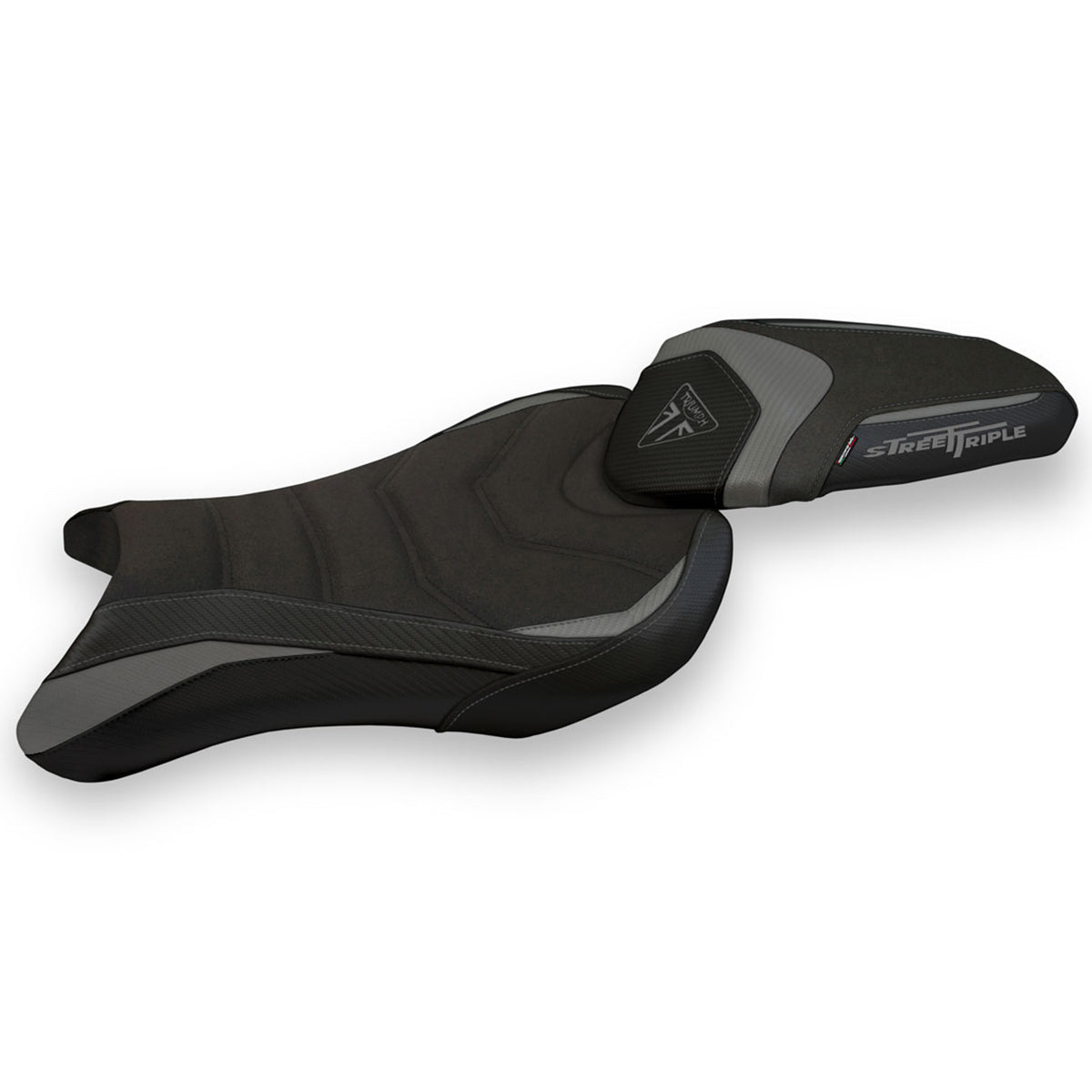 Funda de asiento Tappezzeria Italia TPZ Ultragrip gris para Triumph Street Triple 765 2017-2022