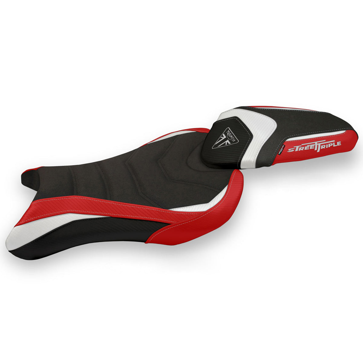 Triumph Street Triple 765 2017-2022 Seat Cover Tappezzeria Italia TPZ Ultragrip in White  andRed