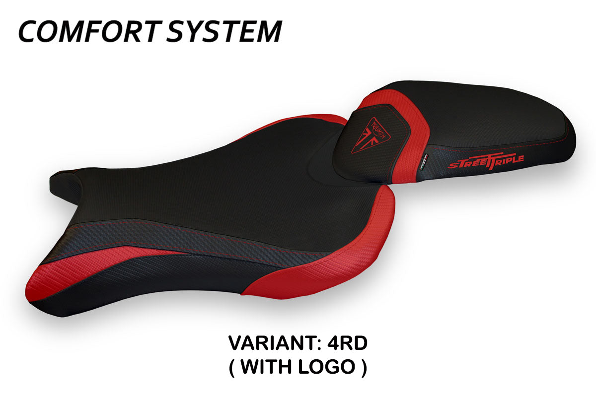 Funda de asiento Tappezzeria Italia TPZ Comfort para Triumph Street Triple 765 2017-2022 en rojo
