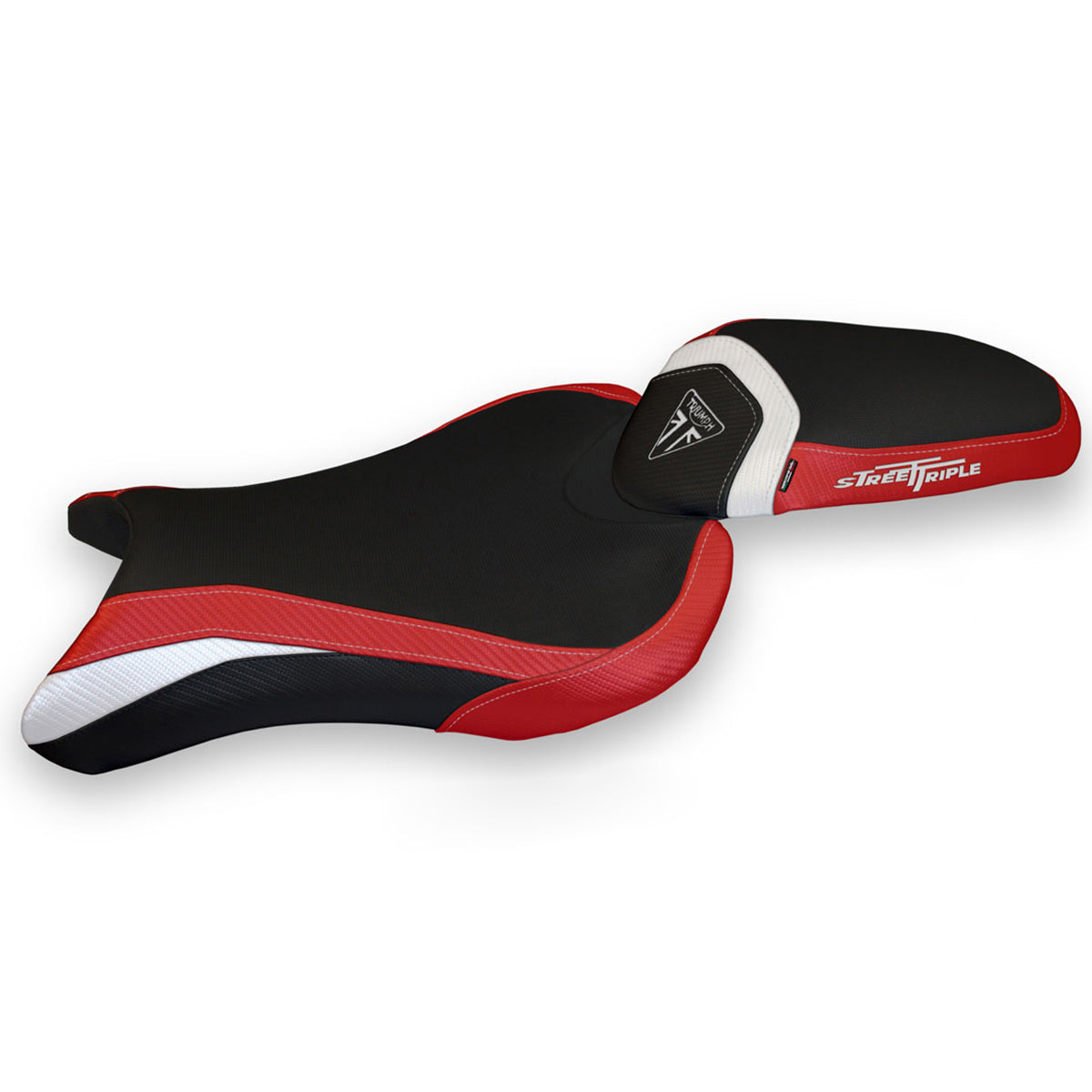Triumph Street Triple 765 2017-2022 Seat Cover Tappezzeria Italia TPZ Comfort in White and Red