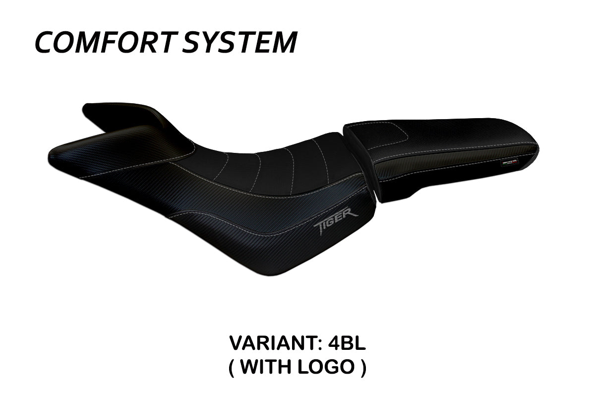 Funda de asiento Tappezzeria Italia TPZ Comfort para Triumph Tiger 800 800XC 2010-2020 en negro