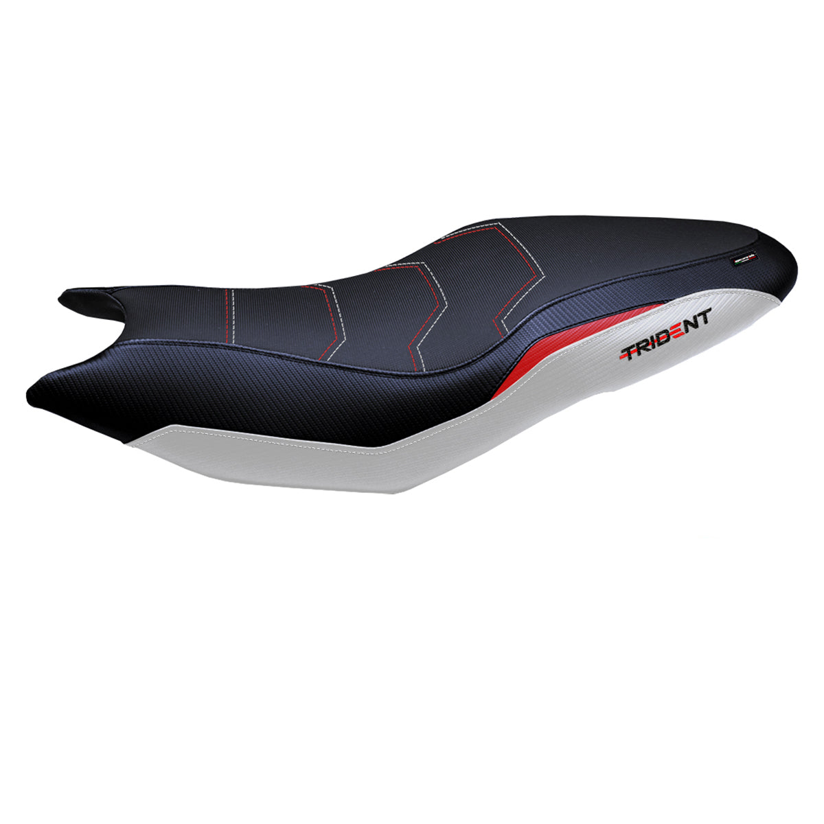 Funda de asiento para Triumph Trident 660 2021-2025 Tappezzeria Italia TPZ Comfort en blanco, rojo y negro
