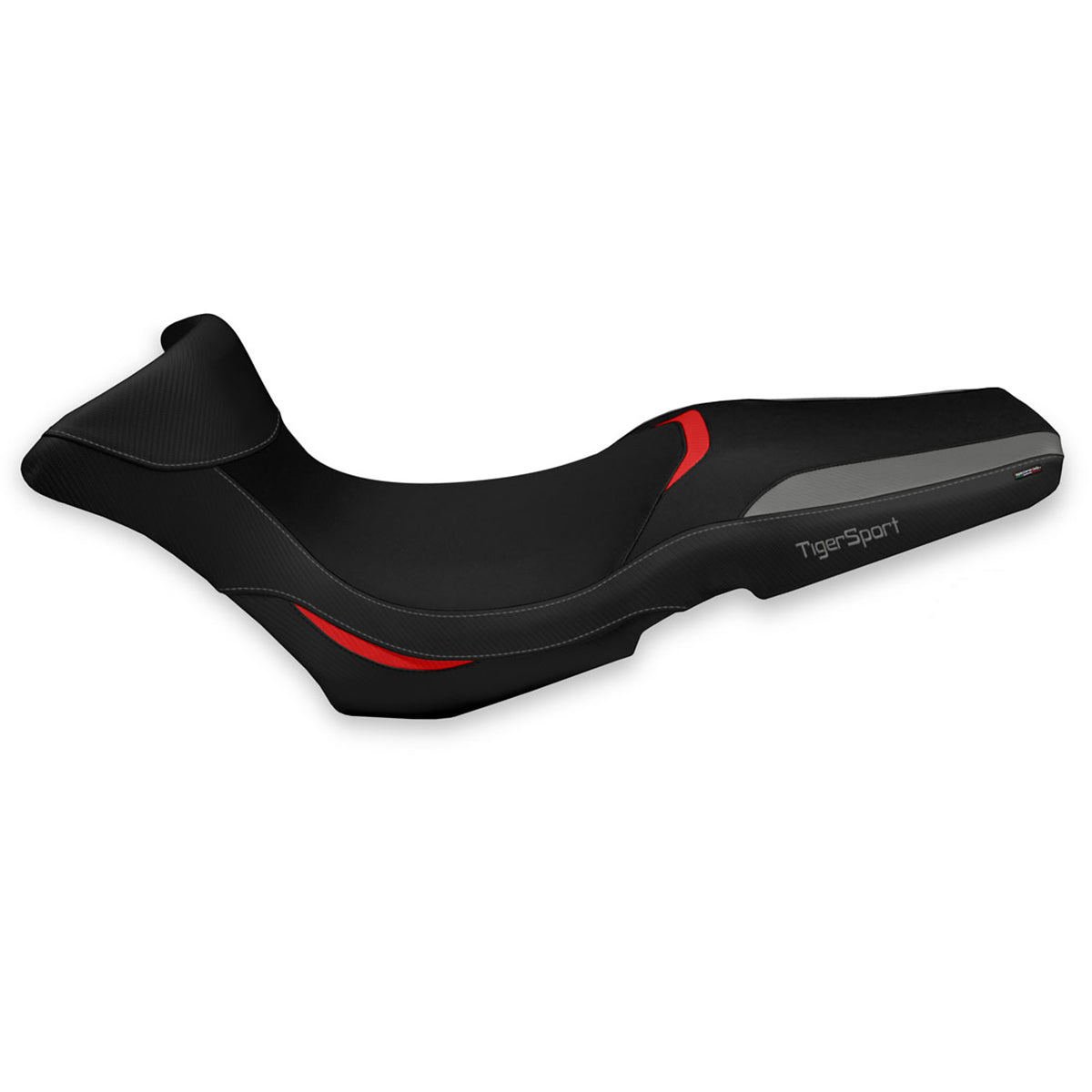 Funda de asiento Tappezzeria Italia TPZ Comfort para Triumph Tiger 1050 Sport 2013-2020 en gris y rojo