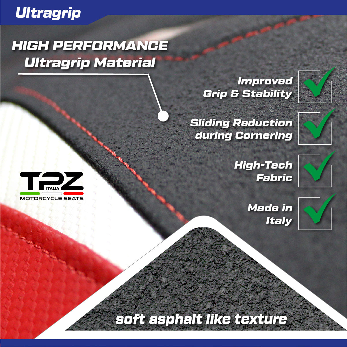 Honda CBR1000RR 2008-2011 Seat Cover TPZ Italia Grip Red Black