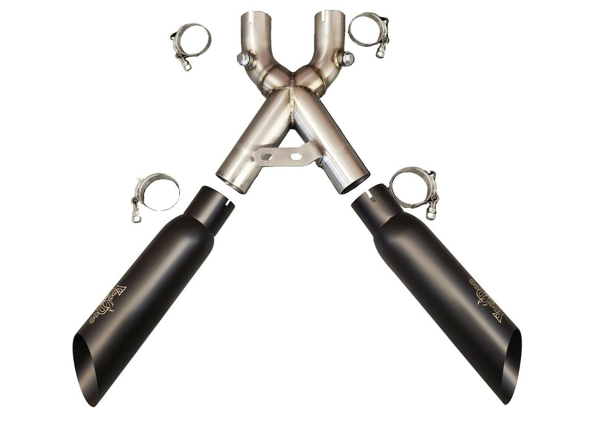 Suzuki Hayabusa 2022-2024 Black Dual Shorty X-Pipe Exhaust by Voodoo