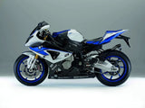 Fundas de asiento Volcano, BMW S1000RR HP4 2013-2014, delanteras, con aspecto de carbono y empuñaduras en negro y azul