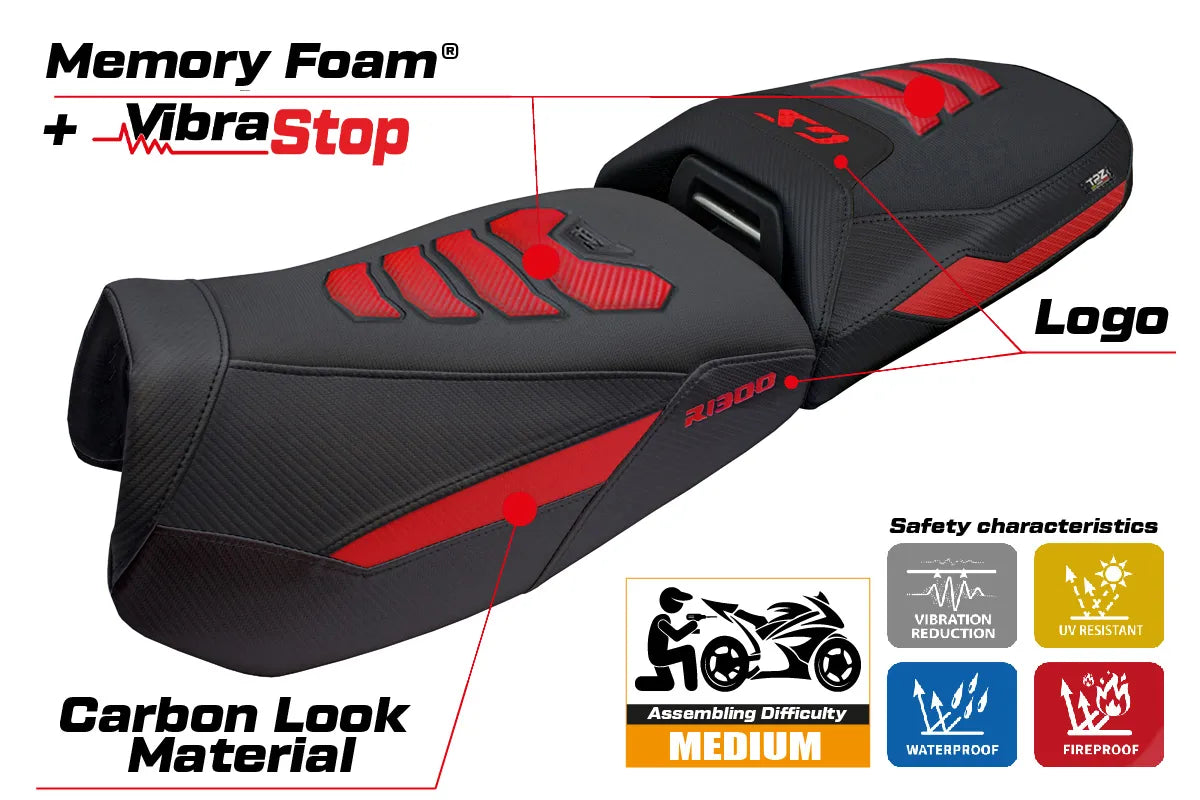 BMW R1300GS Adventure 2024-2026 Seat Cover TPZ Italia Comfort Plus Red Black SE