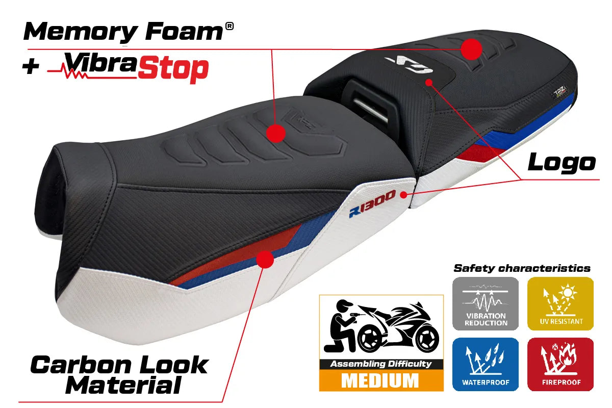 BMW R1300GS Adventure 2024-2026 Seat Cover TPZ Italia Comfort Plus White Red Blue