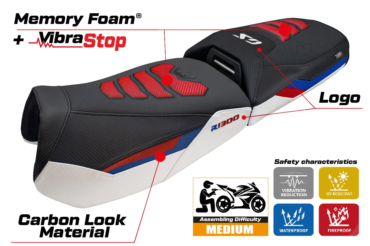BMW R1300GS Adventure 2024-2026 Seat Cover TPZ Italia Comfort Plus Red White Blue