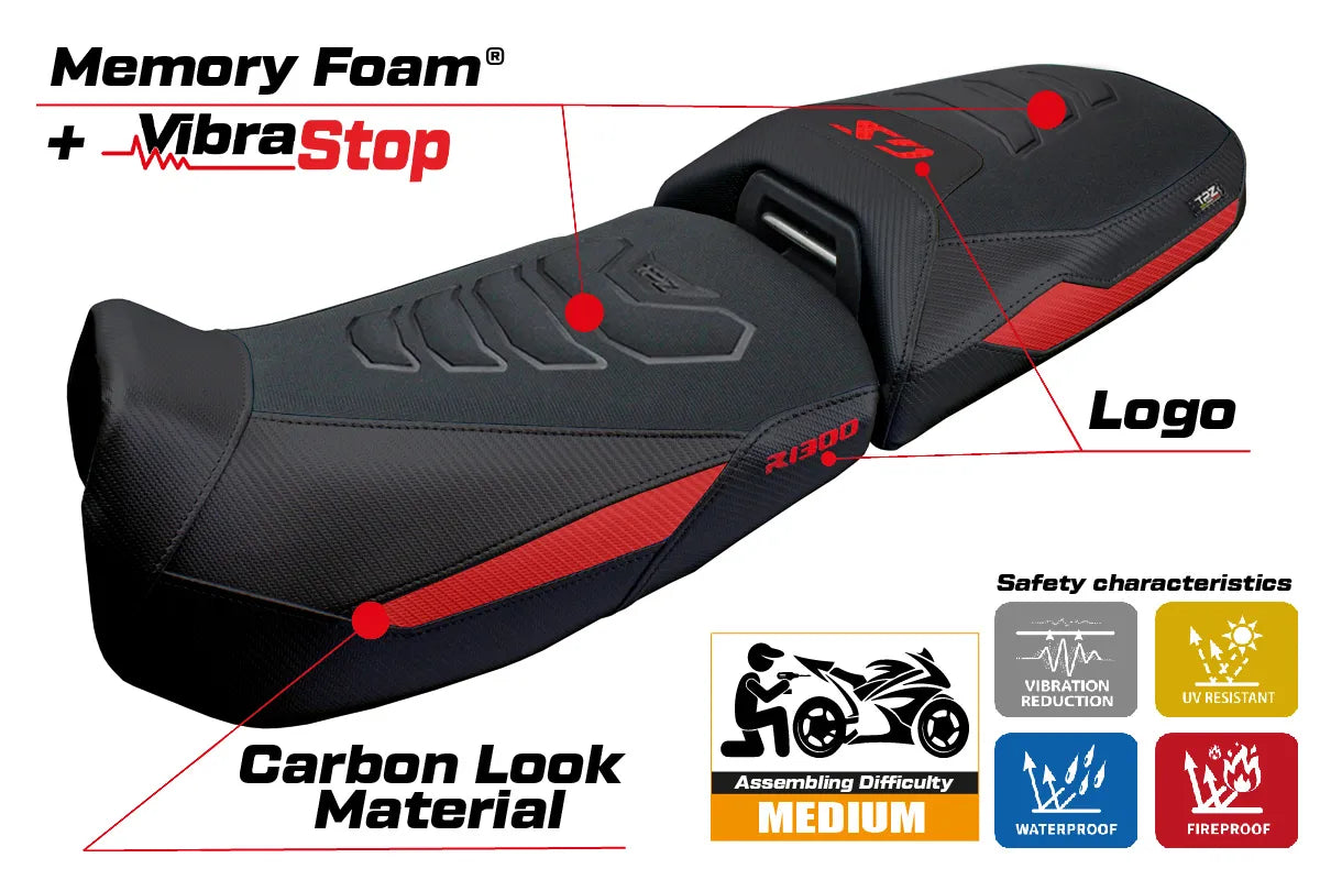 BMW R1300GS Adventure 2024-2026 Seat Cover TPZ Italia Comfort Plus Red Black