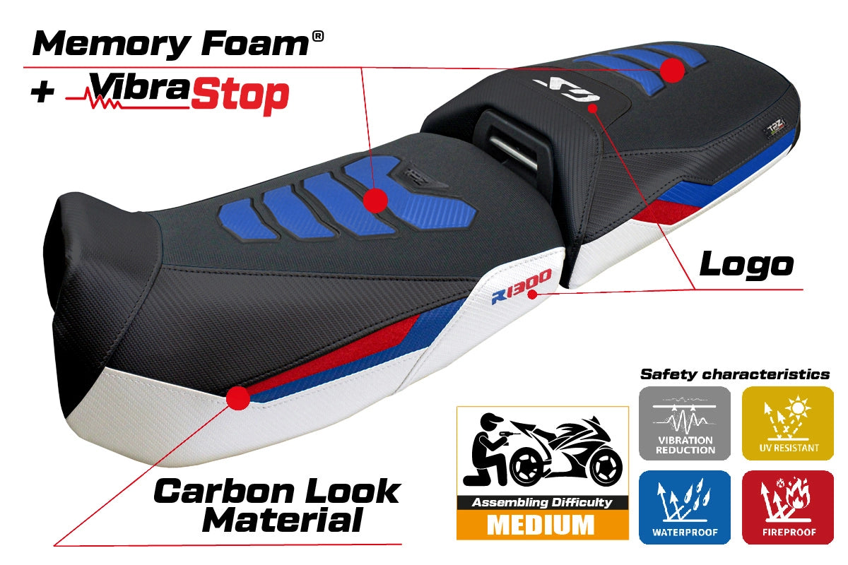 BMW R1300GS ADV 2024-2026 Seat Cover TPZ Italia Comfort Plus White Blue Red