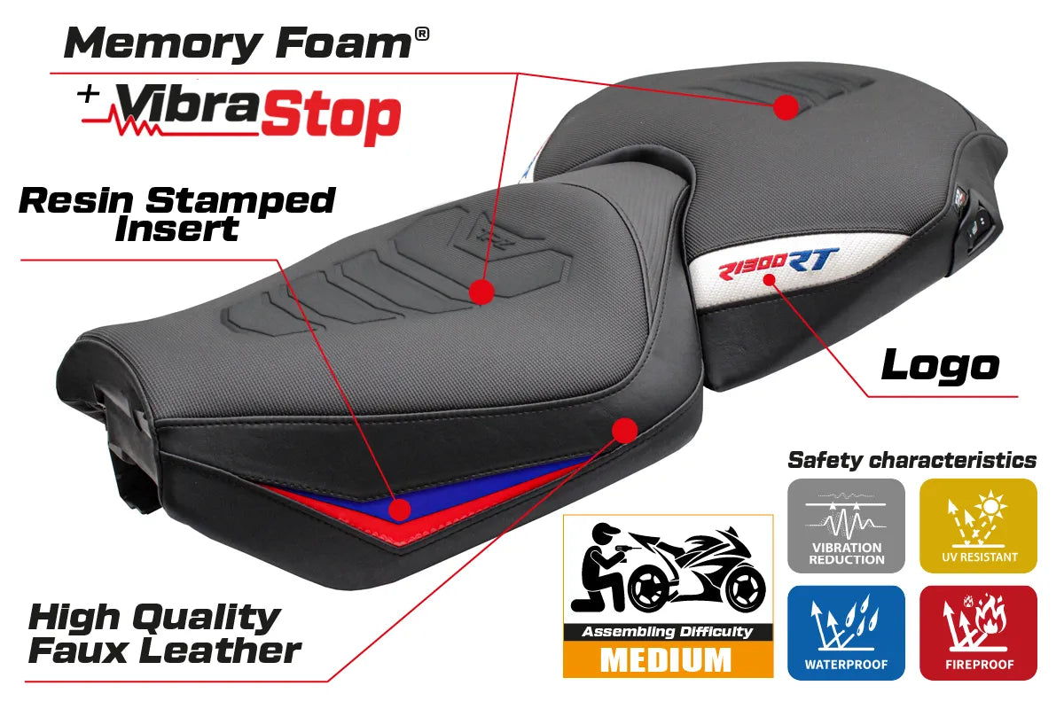 BMW R1300RT 2025-2026 Seat Cover TPZ Italia Comfort Plus White Red Blue