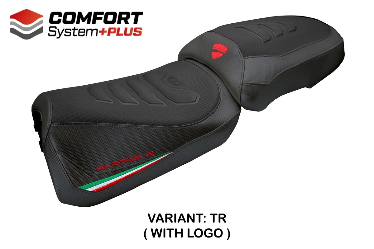 Ducati Multistrada V2 2025-2026 Seat Cover TPZ Italia Comfort Plus Tricolor Black