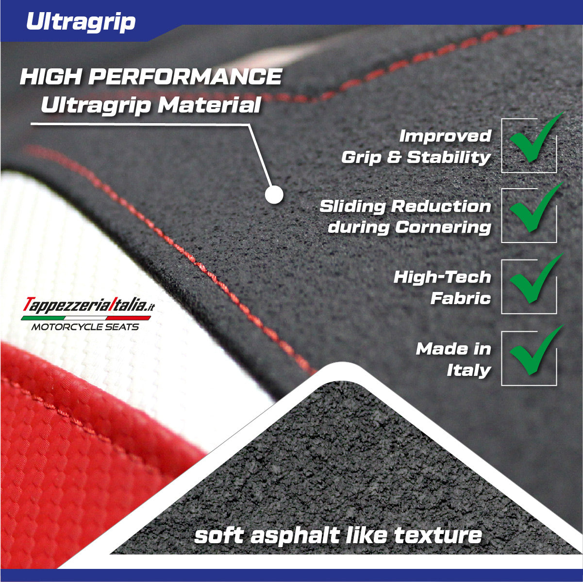 Yamaha Tracer 900 2018-2020 Seat Cover Tappezzeria Italia TPZ Ultragrip in White and Black