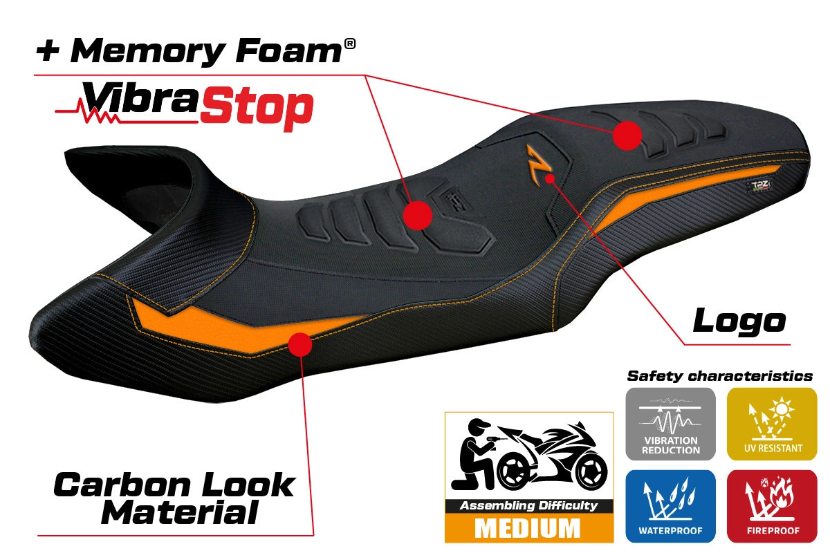 KTM 1390 Super Adventure R 2025-2026 Seat Cover TPZ Italia Comfort Plus Orange Black