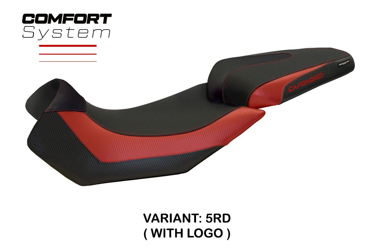Funda de asiento Aprilia Caponord 1200 2013-2016 2017 Tappezzeria Italia TPZ Comfort Rojo Negro