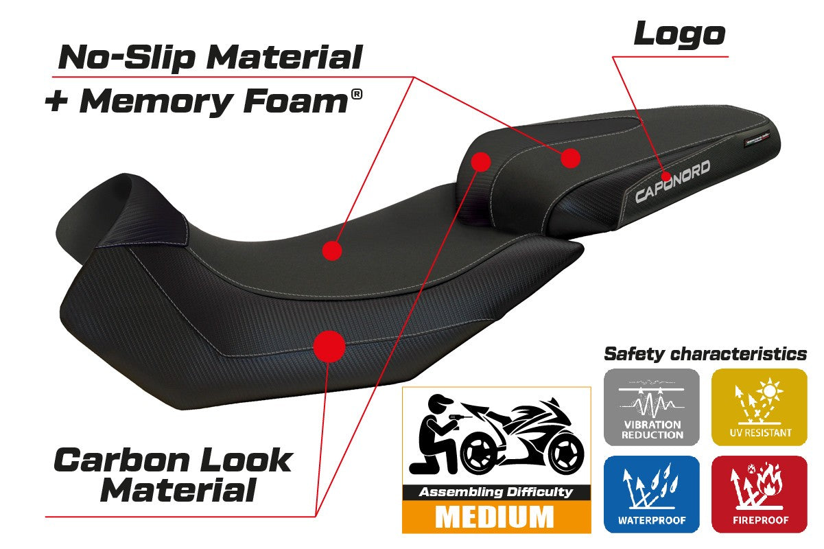 Aprilia Caponord 1200 2013-2015 2016 2017 Funda Asiento Tappezzeria Italia TPZ Comfort Negro