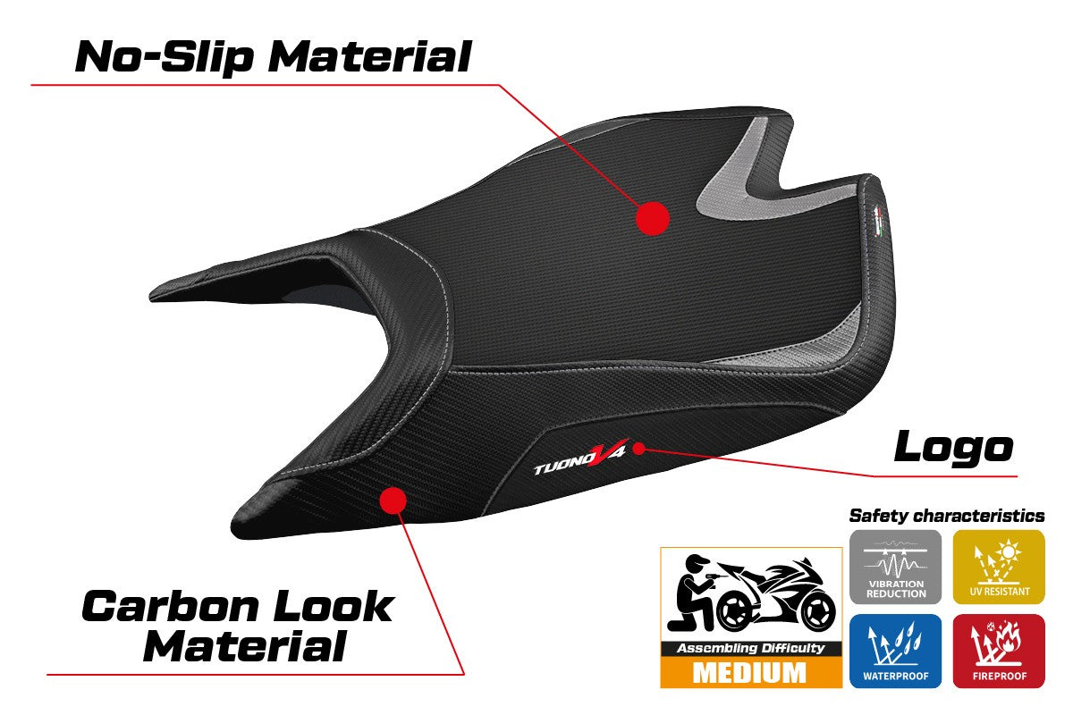 Aprilia Tuono V4 Factory 2021-2026 Seat Cover TPZ Italia Comfort Silvr