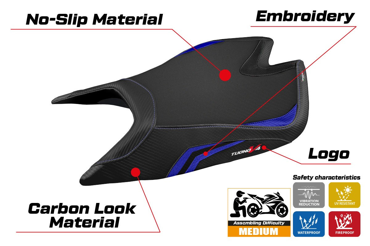 Aprilia Tuono V4 Factory 2021-2026 Seat Cover TPZ Italia Special Comfort Blue