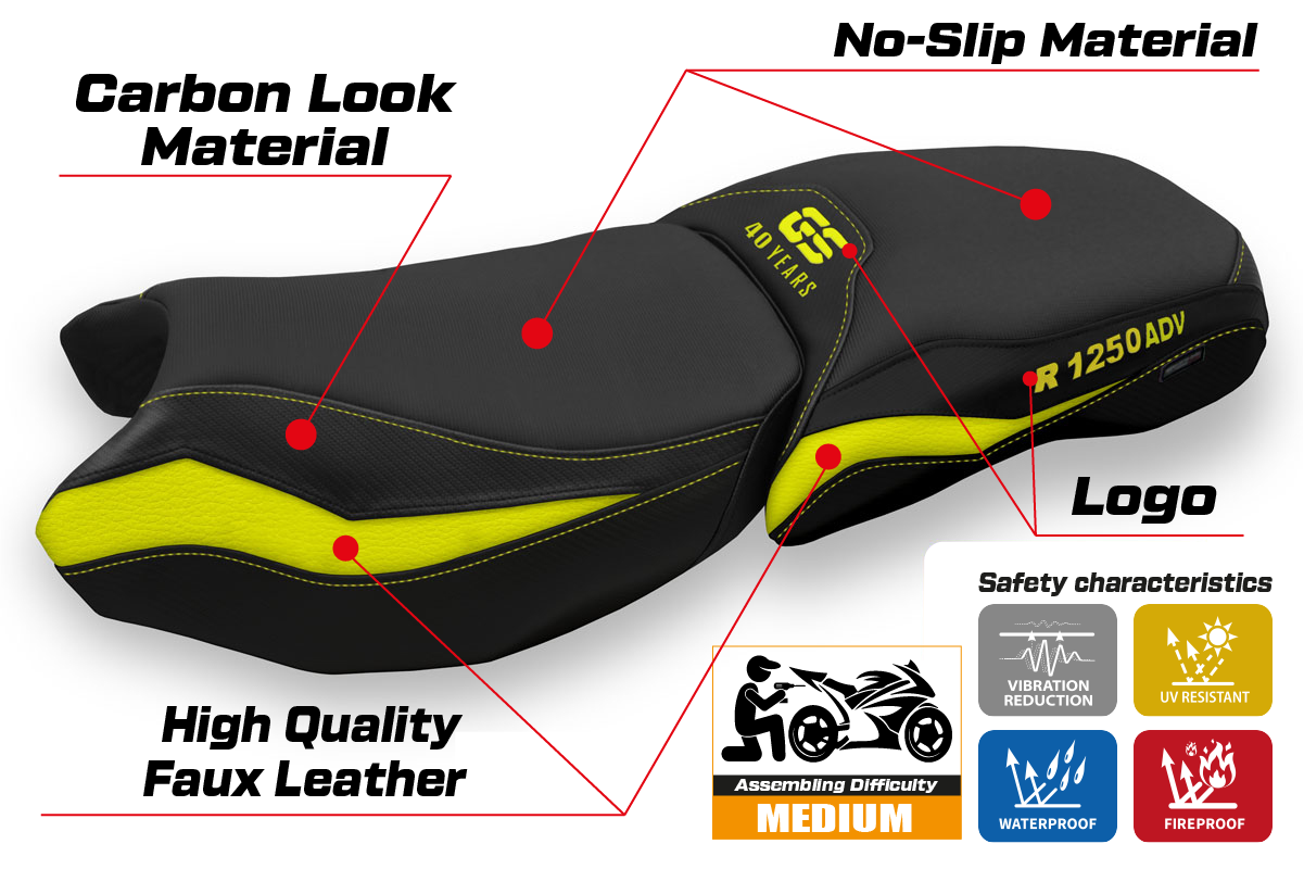 BMW R1250 GS Adventure 2019-2024 Seat Cover TPZ Italia Comfort Yellow