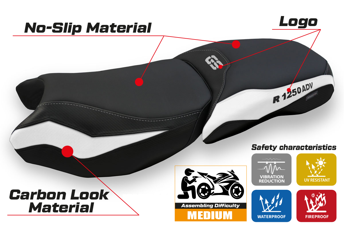 BMW R1250 GS Adventure 2019-2024 Seat Cover TPZ Italia Comfort White