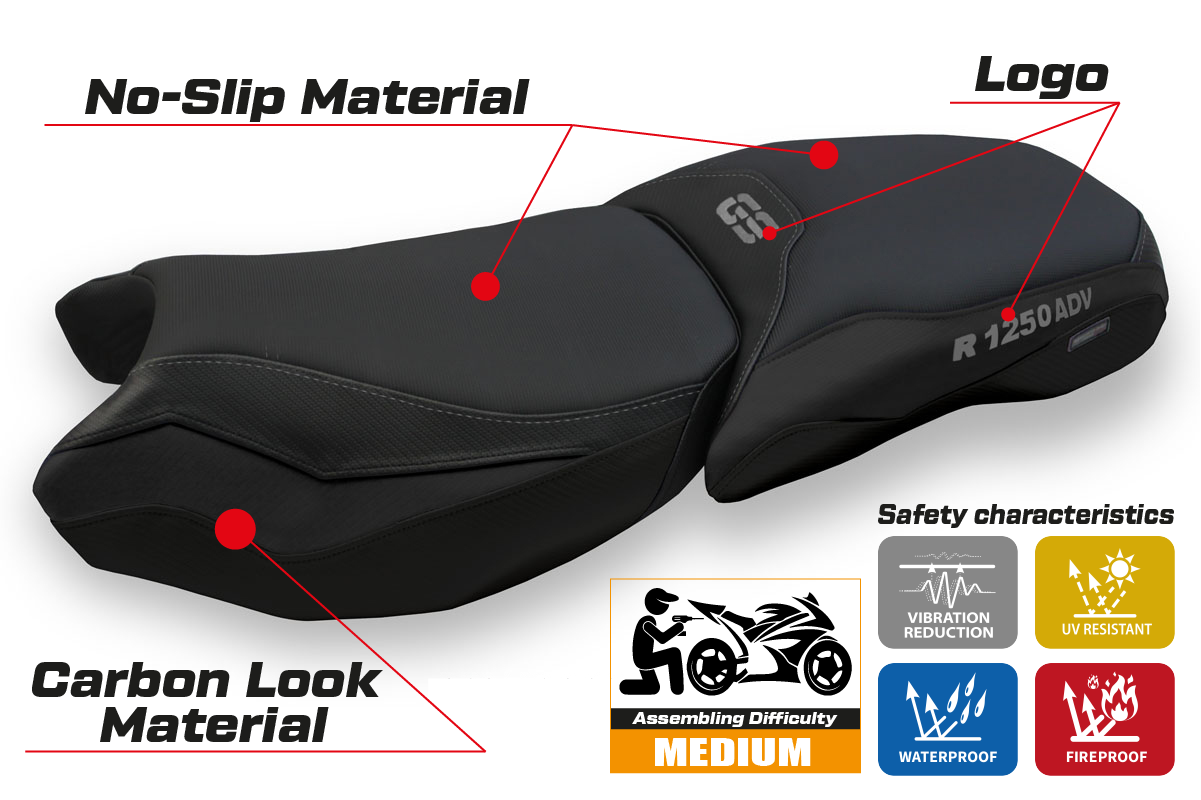 BMW R1250 GS Adventure 2019-2024 Seat Cover TPZ Italia Comfort Black