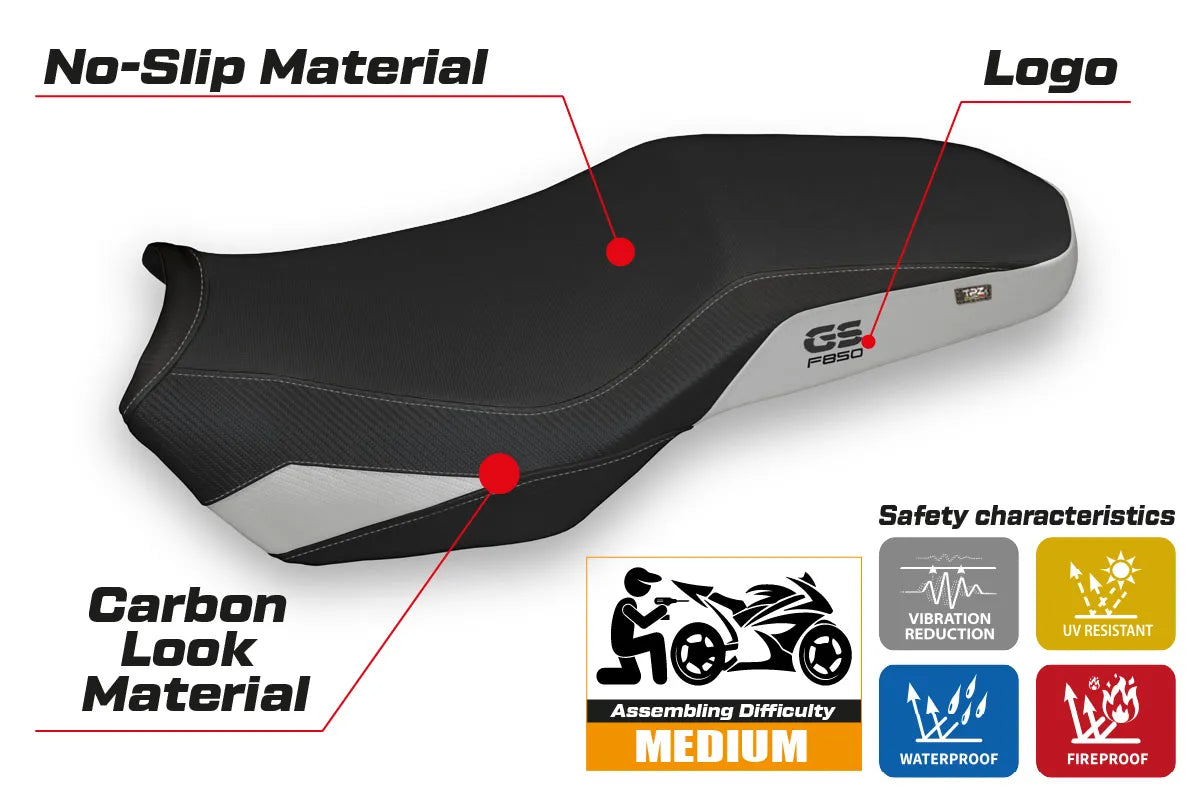 BMW F850GS Adv 2019-2024 Seat Cover TPZ Italia Heated Comfort Silver