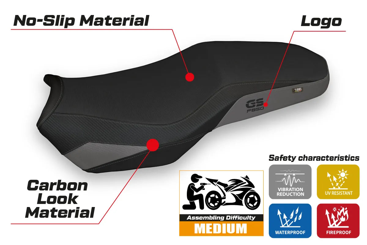 BMW F850GS Adv 2019-2024 Seat Cover TPZ Italia Heated Comfort Grey