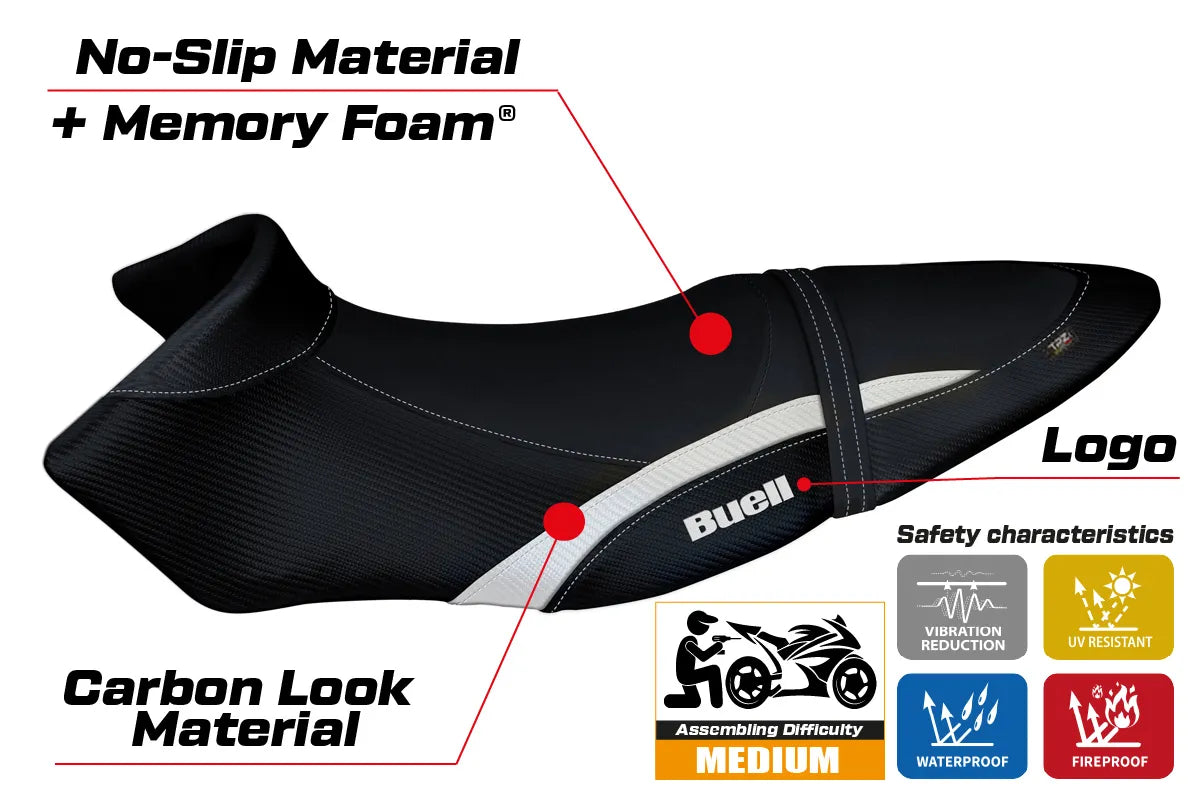 BUELL XB12S XB12SXB 2019-2021 Seat Cover TPZ Italia Comfort White Black