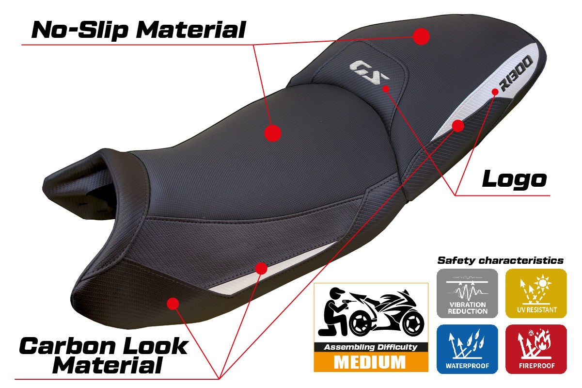 BMW R1300GS Touring 2023-2026 Seat Cover TPZ Italia Comfort White Black