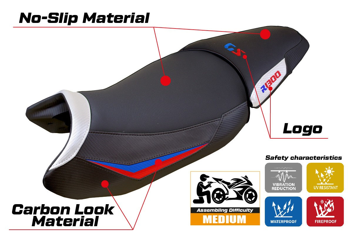 BMW R1300GS 2023-2026 Seat Cover TPZ Italia Comfort White Red Blue