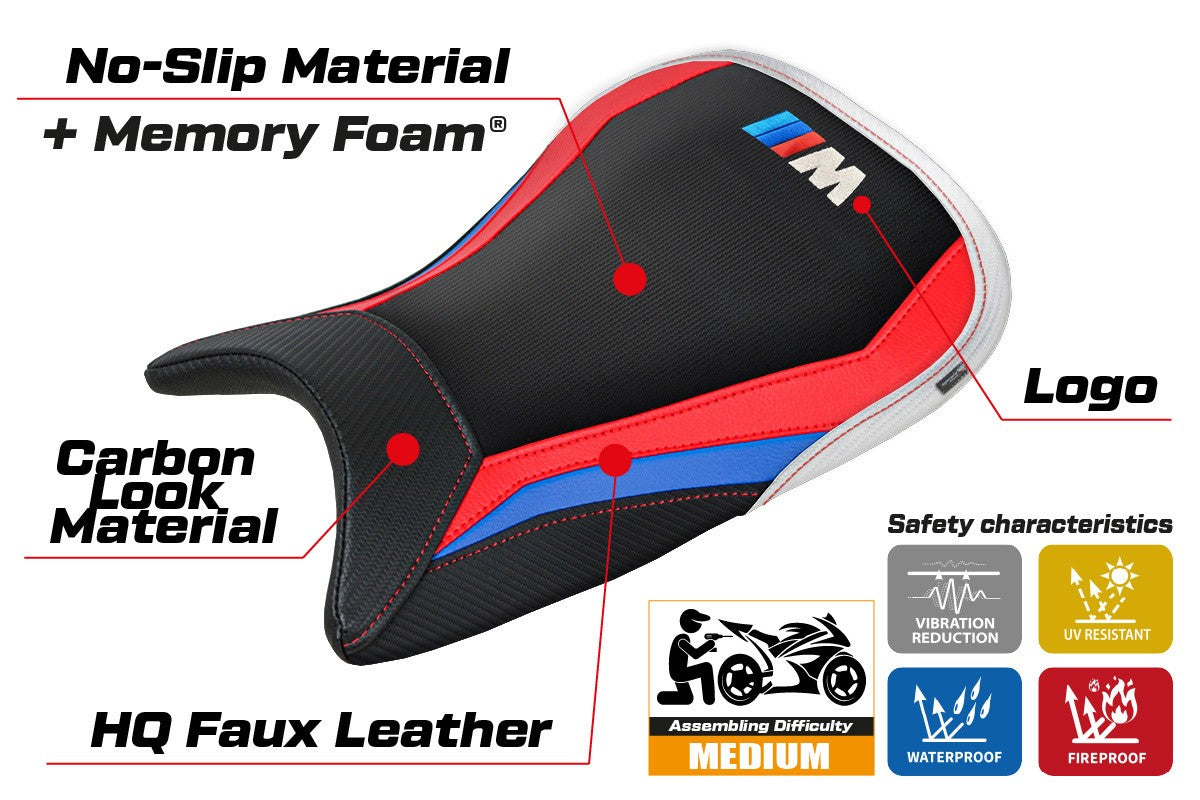 BMW M1000RR  2021-2022 Seat Cover TPZ Italia Comfort White Red Blue