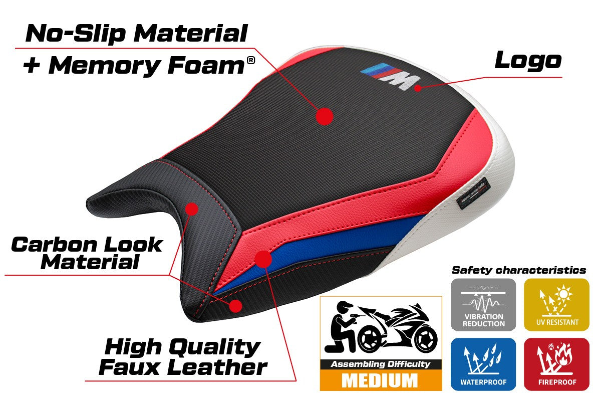 BMW M1000RR 2023-2026 Seat Cover TPZ Italia Comfort White Red Blue