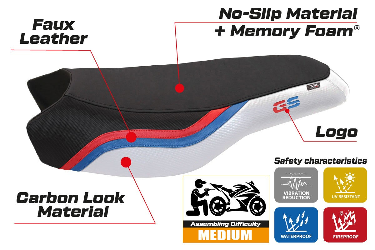 BMW R1200/1250 GS Rallye 2017-2024 Seat Cover TPZ Italia Comfort White