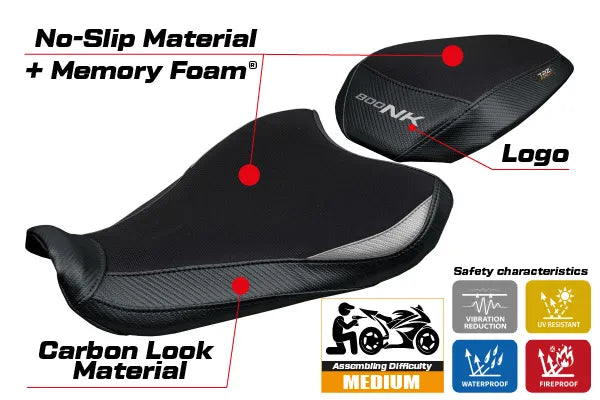 CF MOTO 800 NK 2023-2026 Seat Cover TPZ Italia Comfort Silver