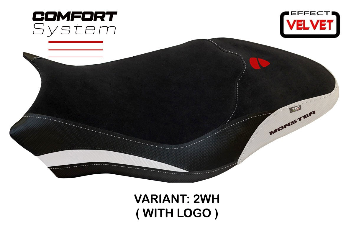 Ducati Monster 821 1200 2017-2020 Seat Cover TPZ Italia Velvet Comfort White