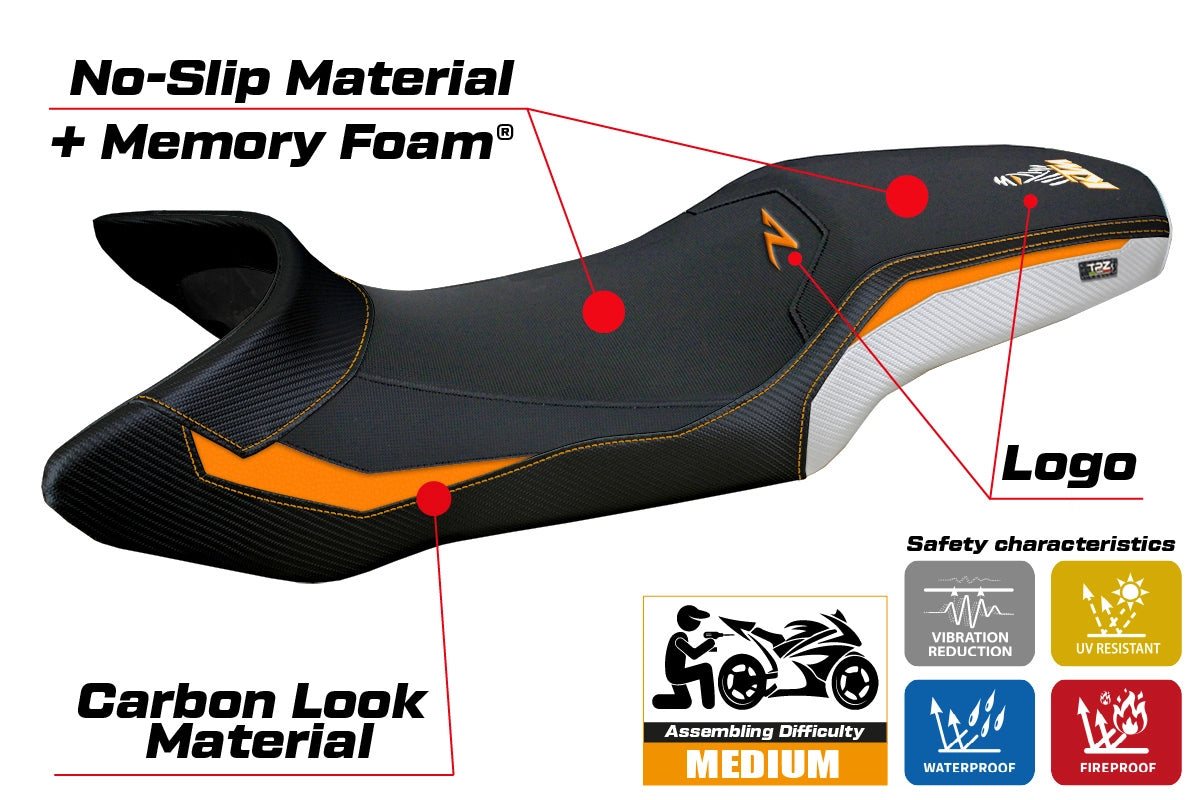 KTM 1390 Super Adventure R 2025-2026 Seat Cover TPZ Italia Comfort White Orange Black
