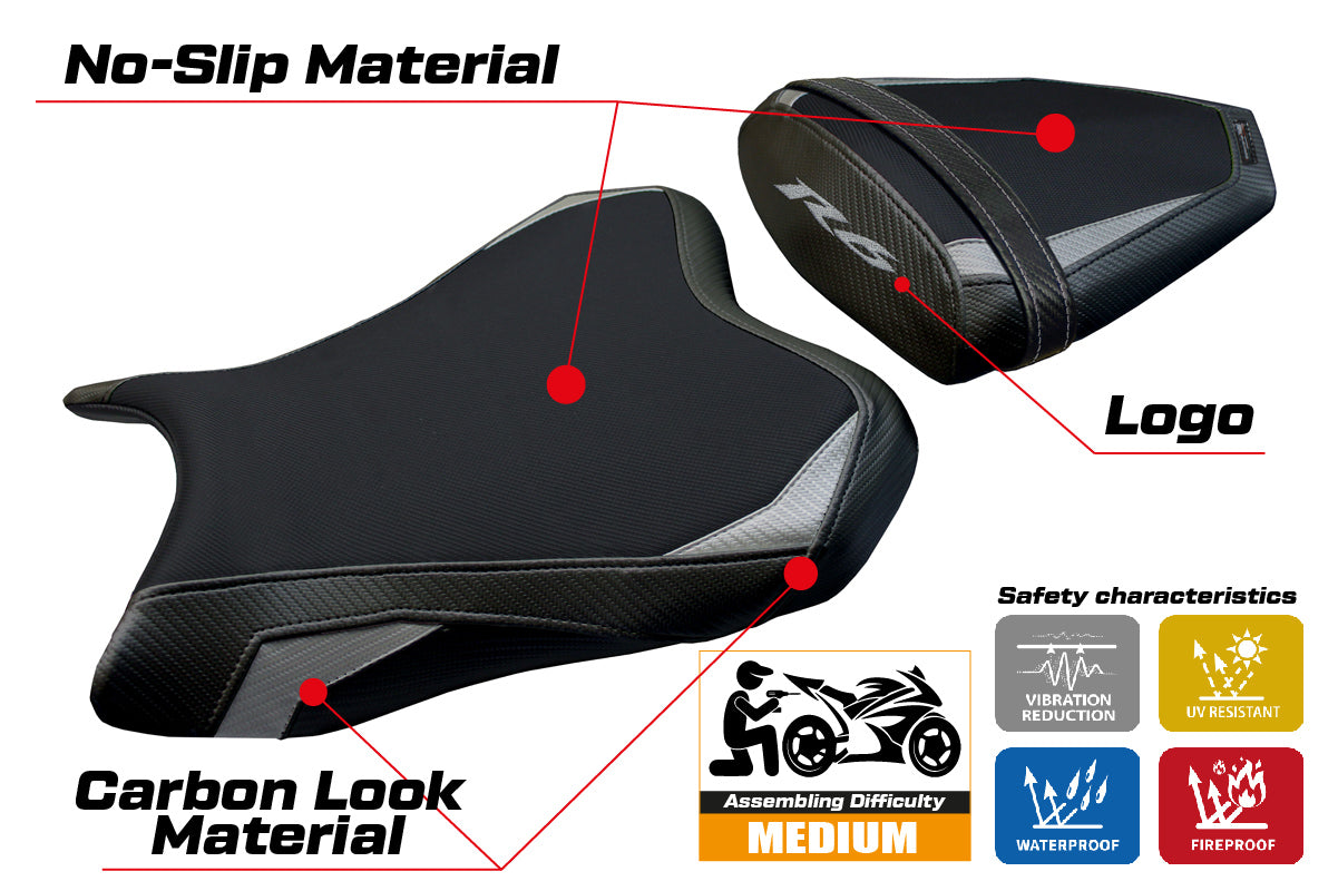 Yamaha YZF R6 2006-2007 Seat Cover Tappezzeria Italia TPZ in Silver and Black