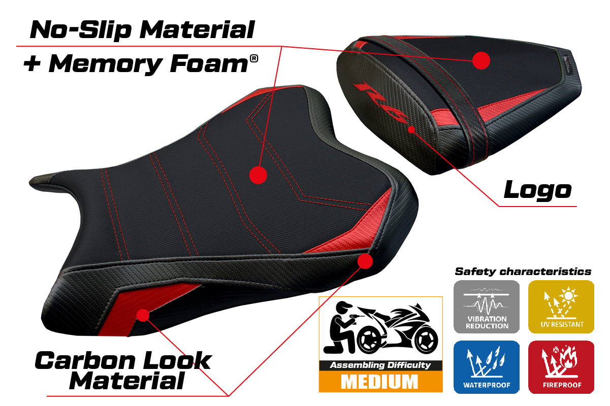 Yamaha YZF R6 2006-2007 Seat Cover Tappezzeria Italia TPZ Comfort in Red and Black