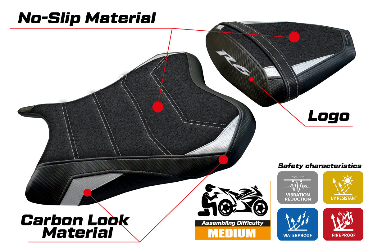 Yamaha YZF R6 2006-2007 Seat Cover Tappezzeria Italia TPZ Ultragrip in White and Black