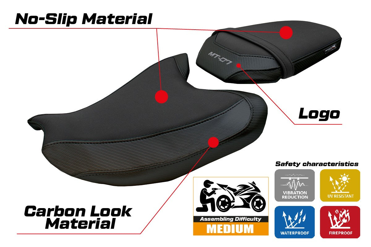Funda de asiento Yamaha MT-07 FZ07 2025 Tappezzeria Italia TPZ Negro