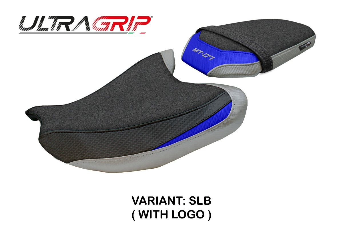 Funda de asiento Yamaha MT-07 FZ07 2025 Tappezzeria Italia TPZ Ultragrip Plata Azul Negro