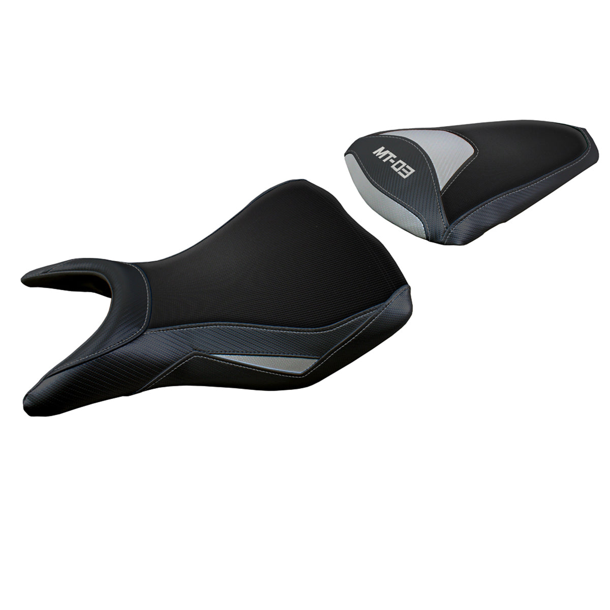 Funda de asiento Yamaha MT-03 FZ03 2020-2024 Tappezzeria Italia TPZ Comfort en plata y negro